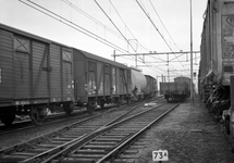 159867 Afbeelding van goederenwagens op het emplacement van de N.S. te Nijmegen.